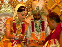 Aishwarya Rai with her groom Abhishek Bachchan